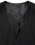 Black Wool Single Breasted Waistcoat Vest