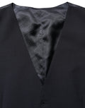 Black Wool Single Breasted Waistcoat Vest