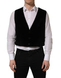 Black Cotton SingleBreasted Waistcoat Vest
