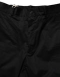Black Cotton Tapered Leg Dress Trouser Pants