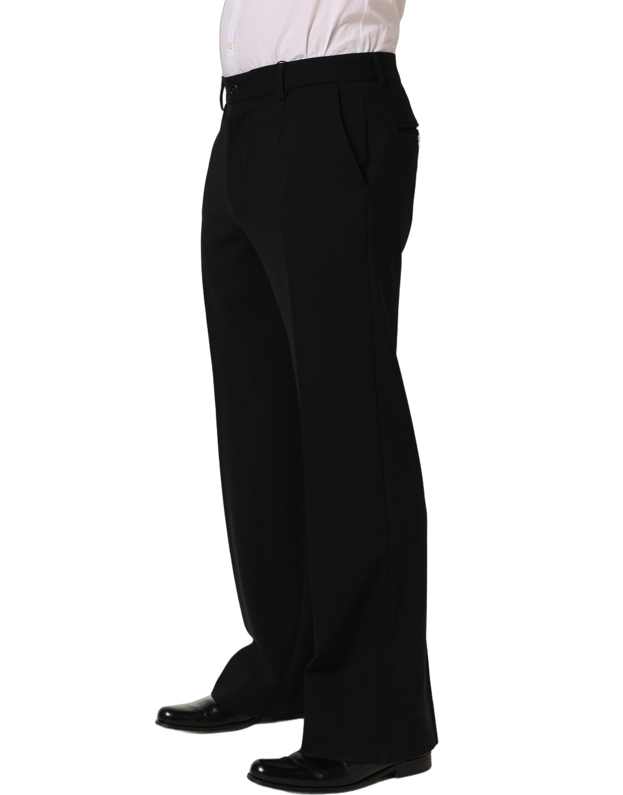 Black Wool Straight Men Dress Trouser Pants