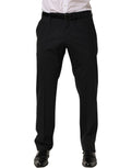 Black Wool Tapered Leg Dress Trouser Pants