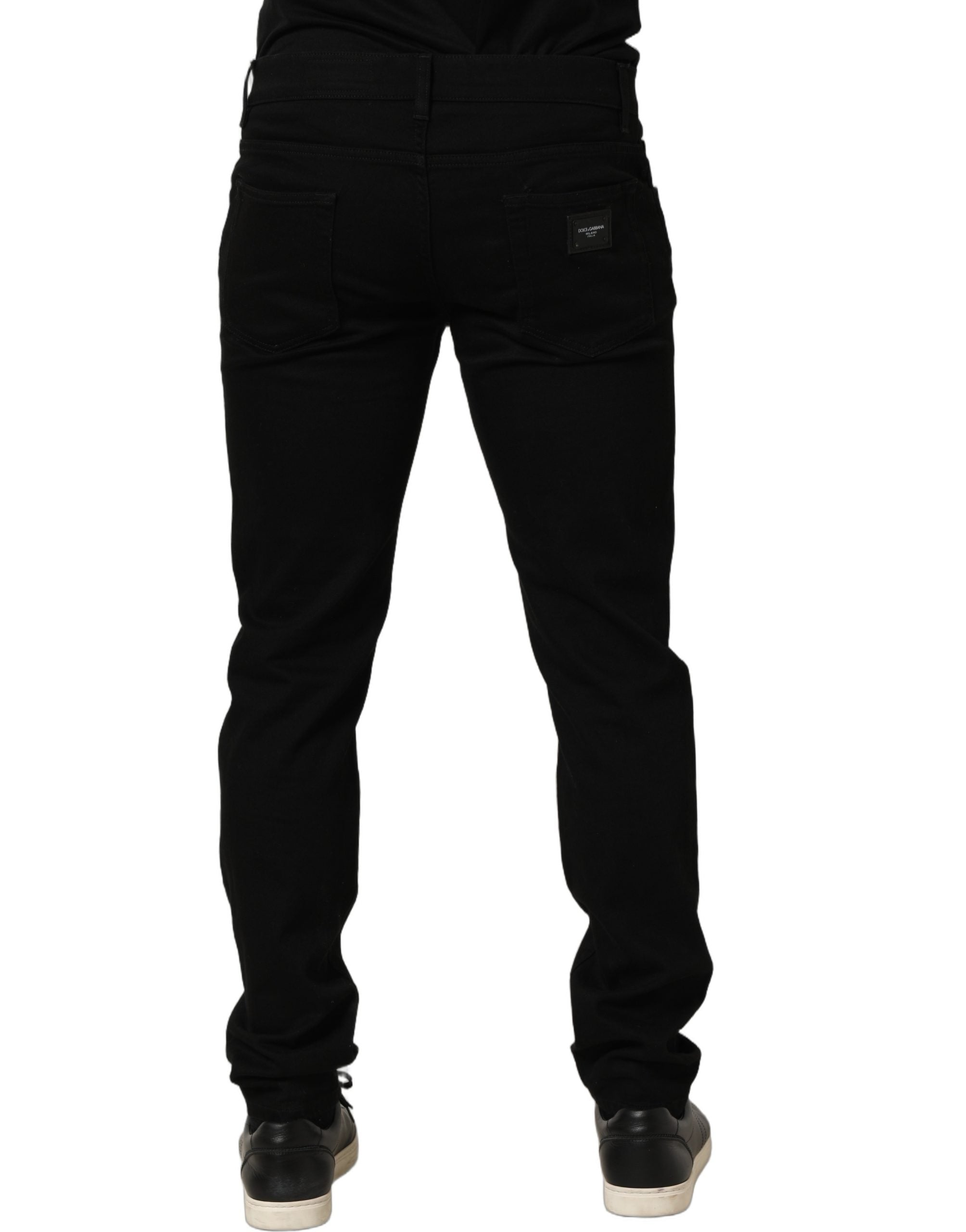 Black Cotton Stretch Skinny Men Denim Jeans