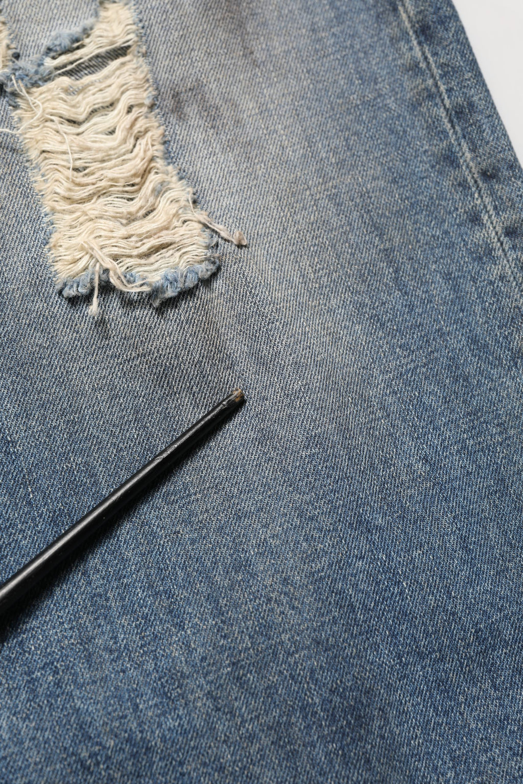 Blue Cotton Distressed Straight Denim Jeans
