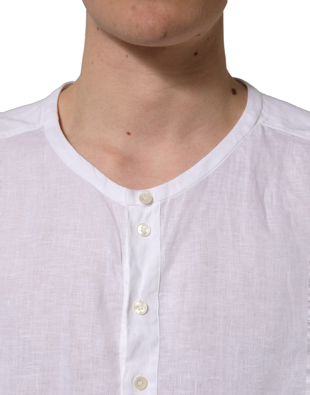 White Linen Logo Long Sleeves Casual Shirt