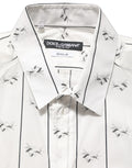 White Bee Print Cotton GOLD Fit Dress Shirt