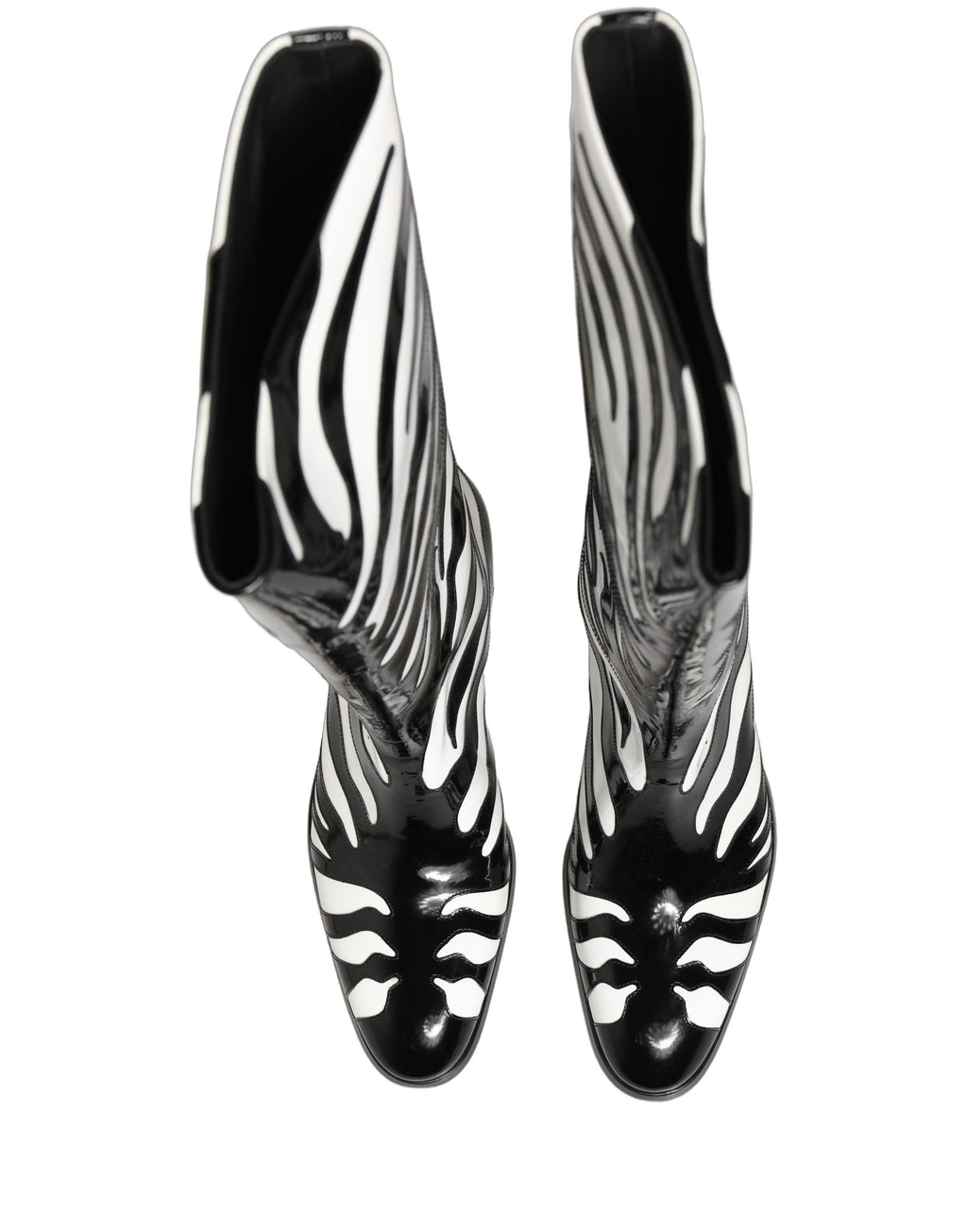 Black White Zebra Knee High Men Boots Shoes