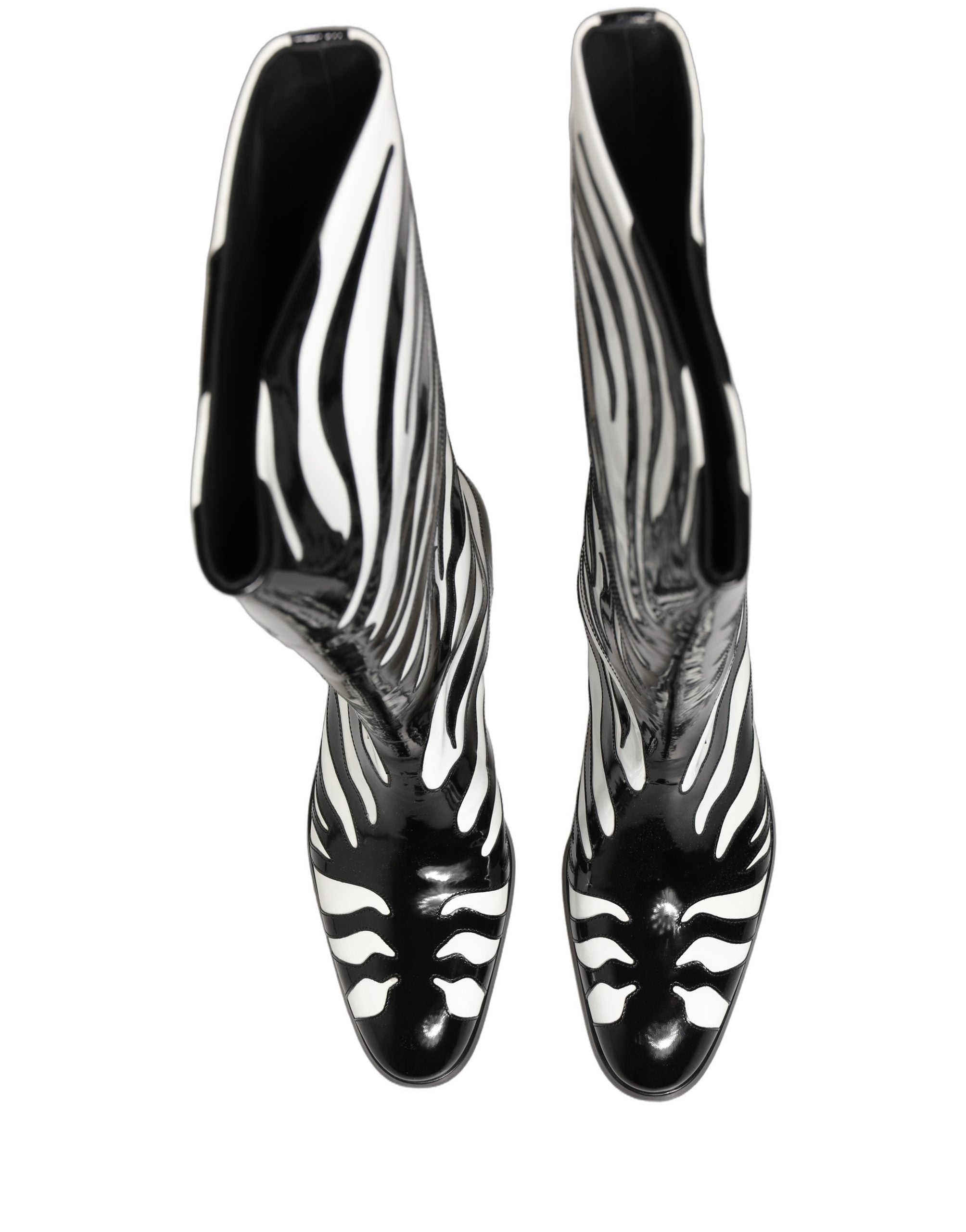 Black White Zebra Knee High Men Boots Shoes