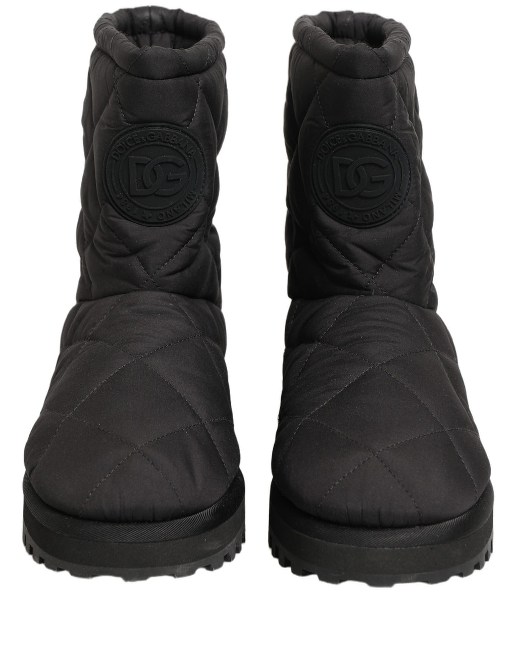 Black Quilted Effect Mid Calf Boots Shoes