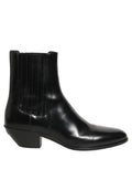 Black Leather Chelsea Mid Calf Boots Shoes