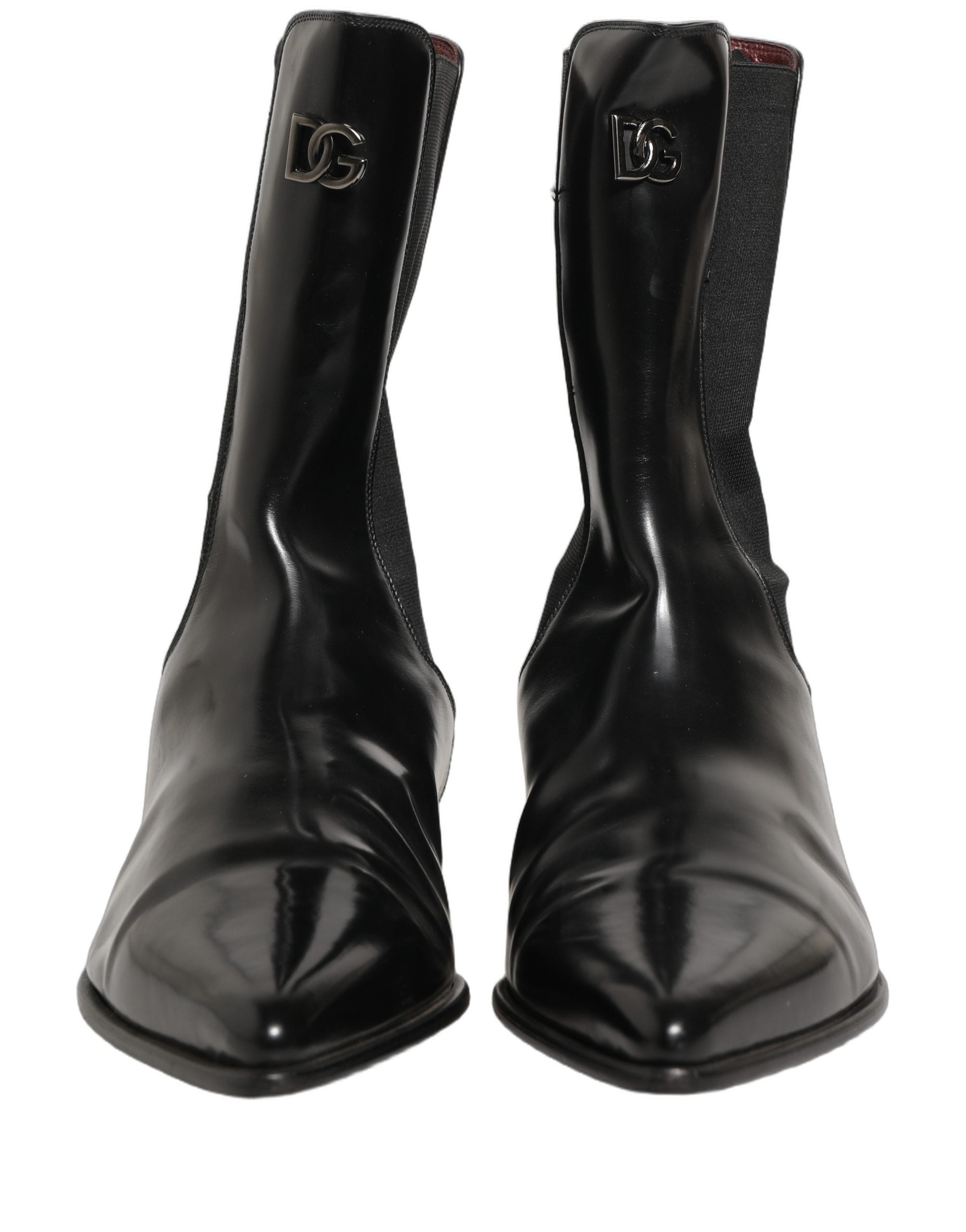 Black Leather Chelsea Mid Calf Boots Shoes