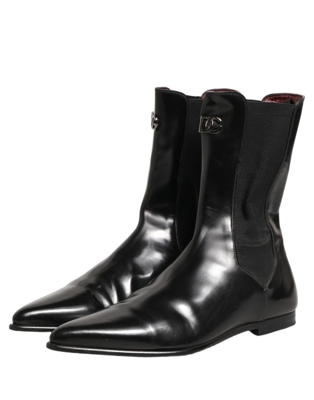 Black Leather Chelsea Mid Calf Boots Shoes