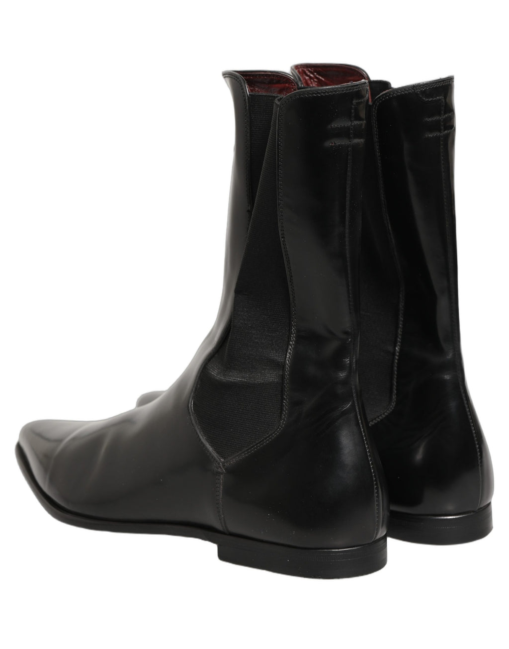 Black Leather Chelsea Mid Calf Boots Shoes