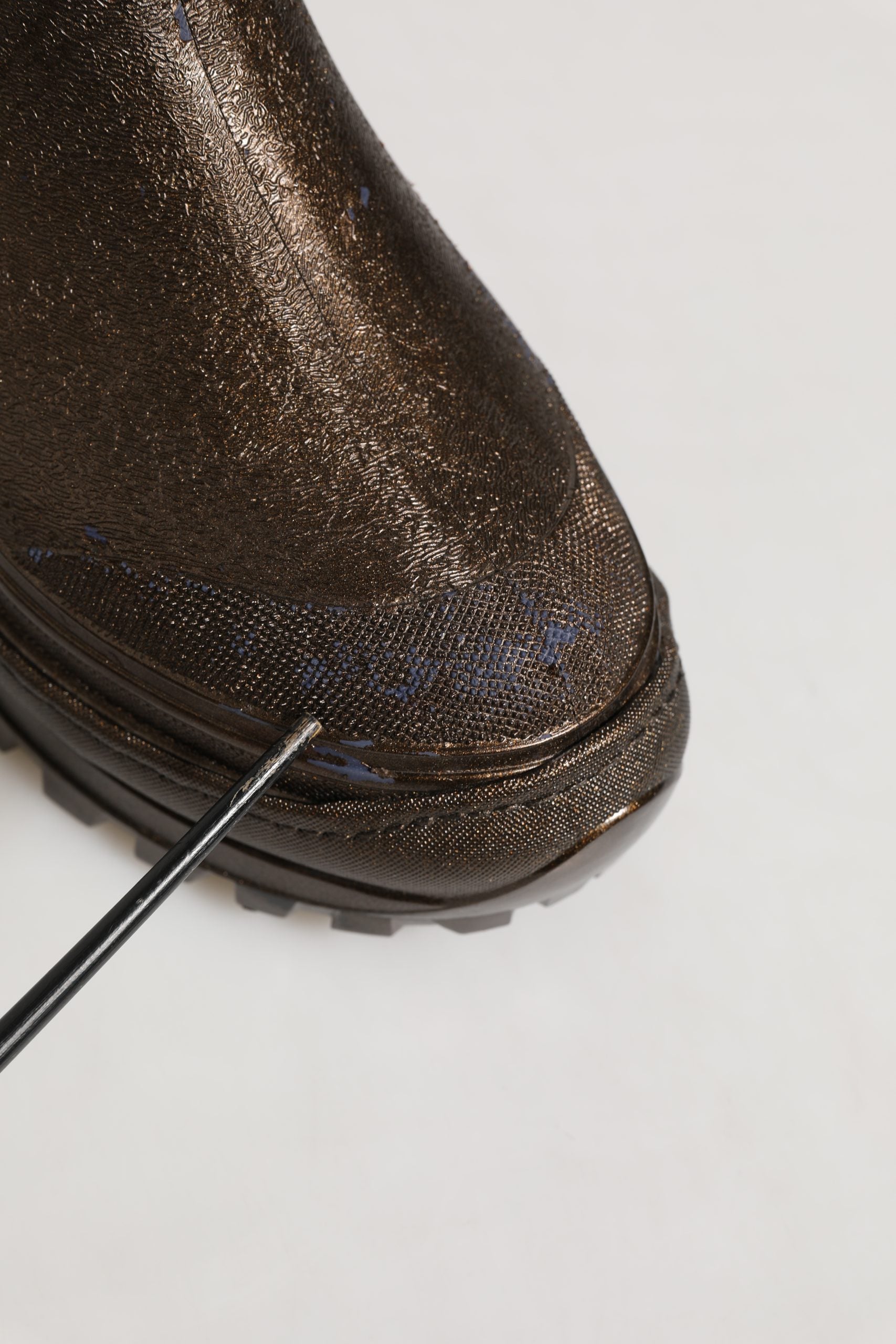 Bronze PVC Pull On Rain Boots Men Shoes
