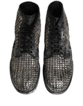 Black Leather Runway Studs Ankle Boots Shoes