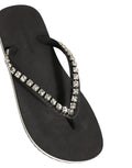 Black Embellished Rubber Flip Flops Men Shoes