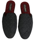 Black Floral Brocade Slides Slippers Shoes