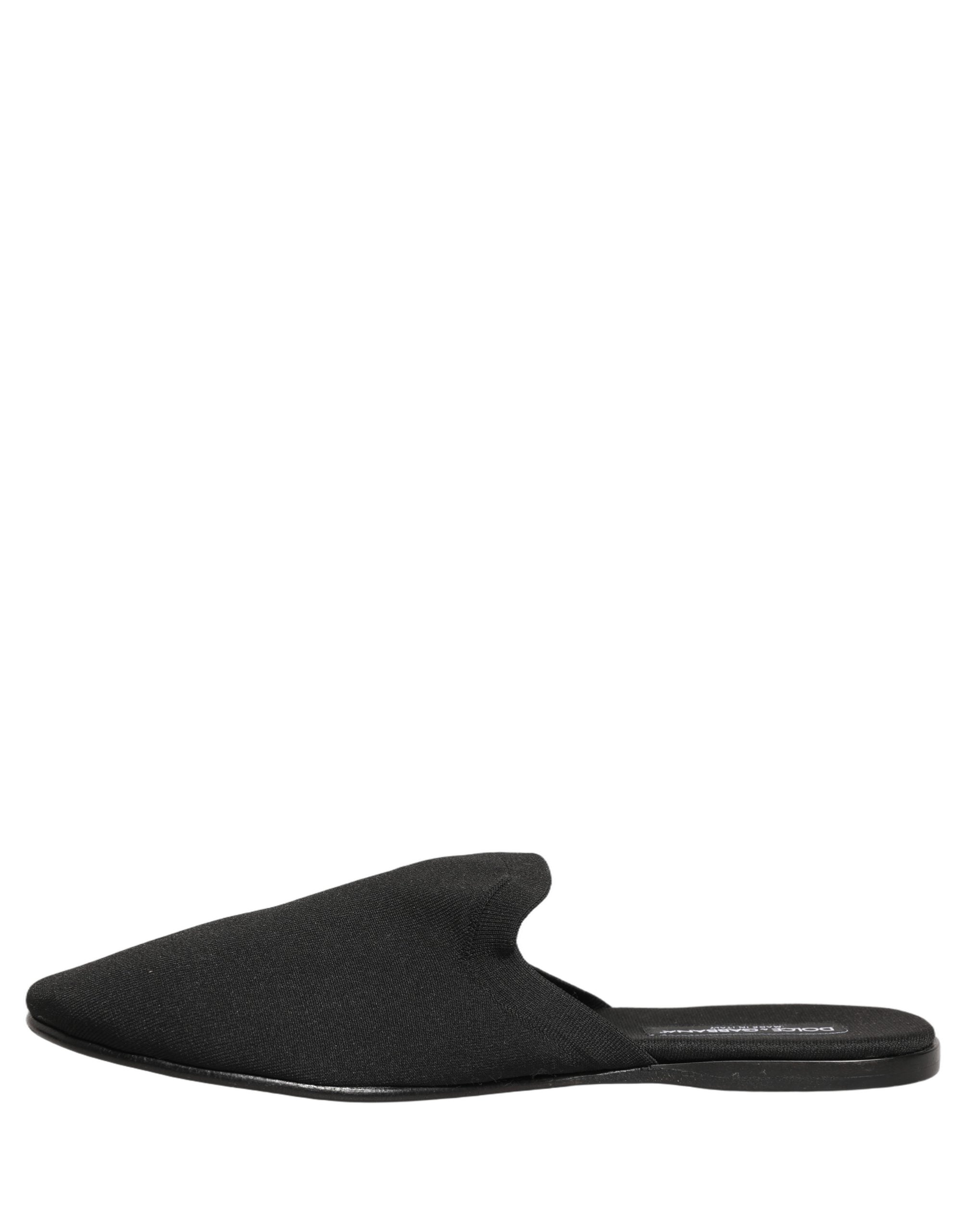 Black Suede Slides Flat Slipper Men Shoes