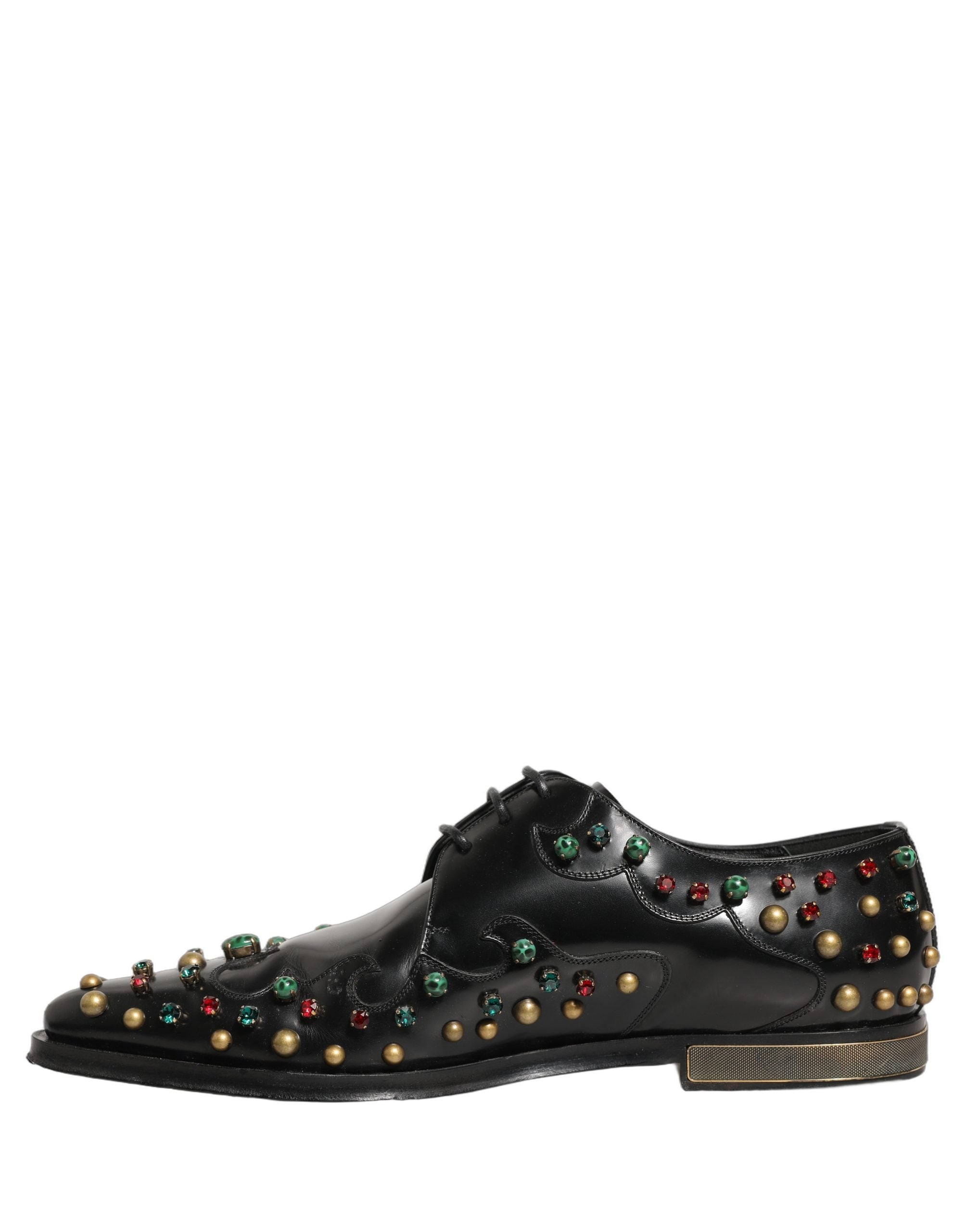 Black Leather Derby Dress Studded Formal Shoes