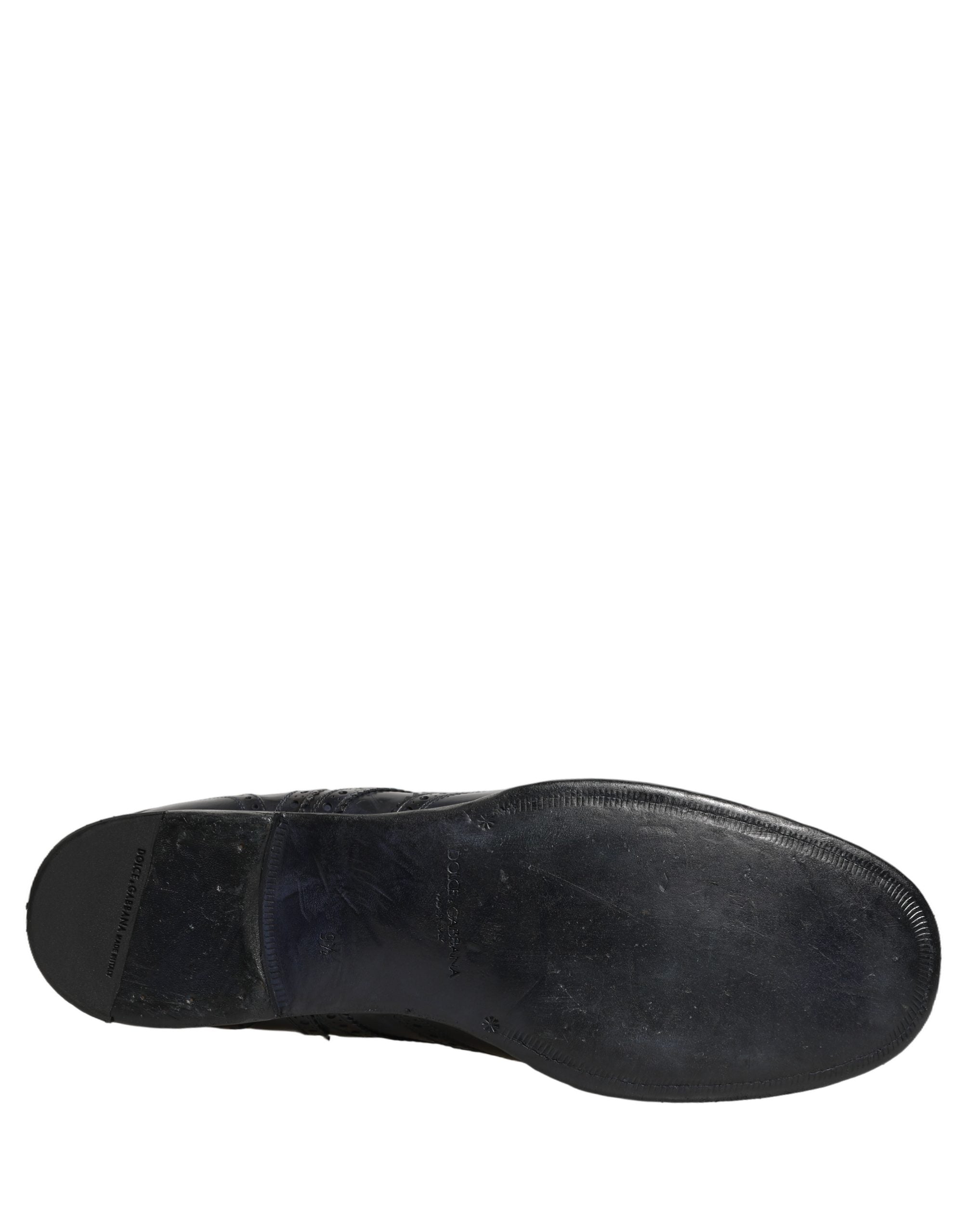 Blue Leather Derby Wingtip Formal Shoes
