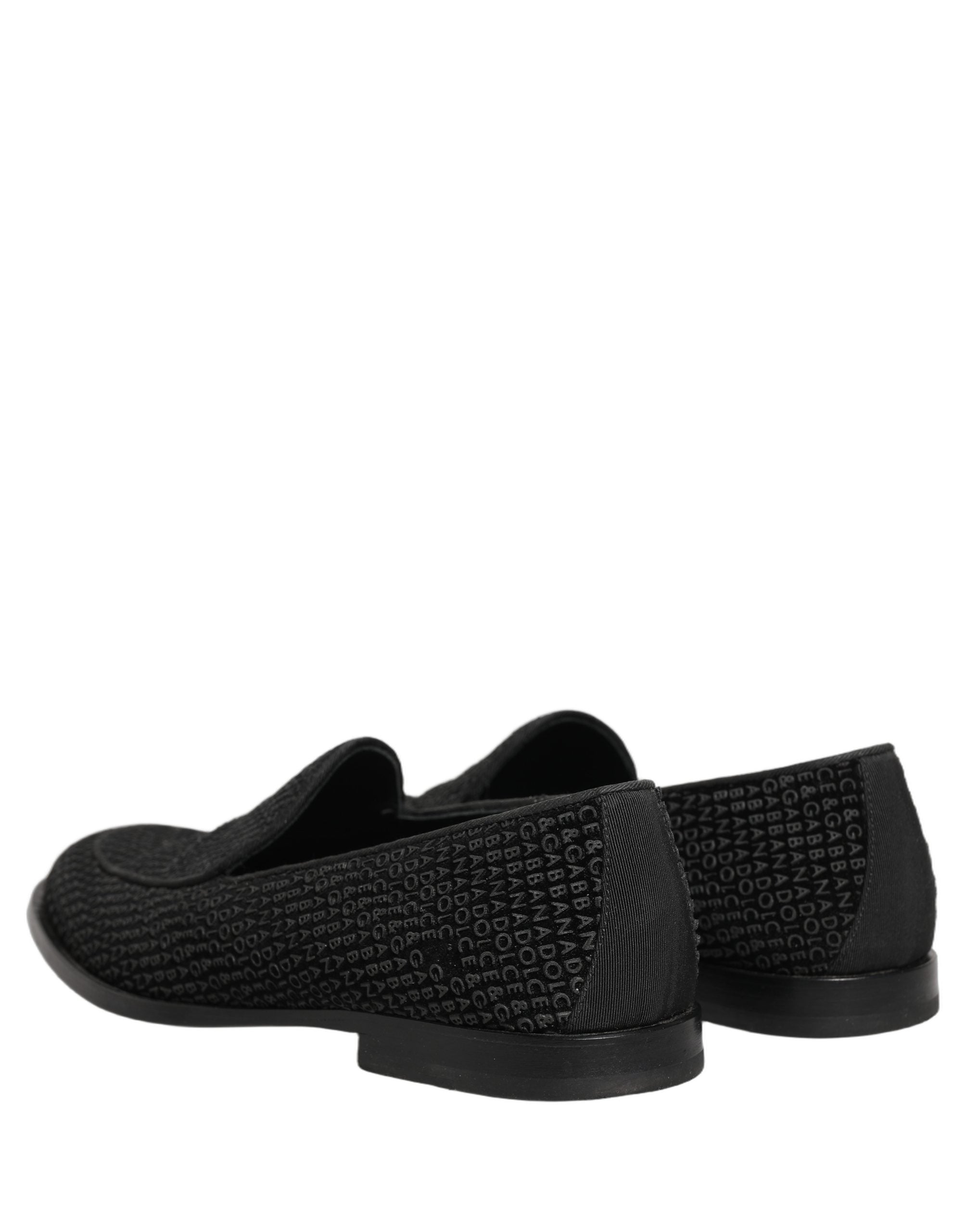 Black Logo Monogram Men Dress Loafers Shoes