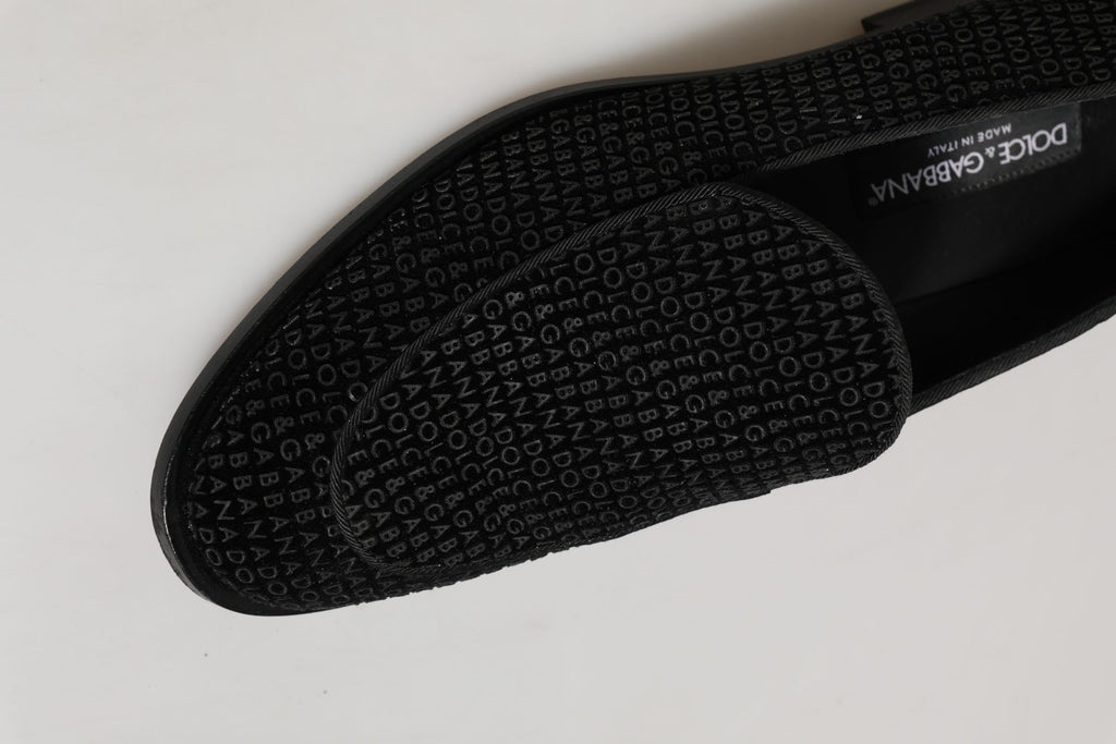 Black Logo Monogram Men Dress Loafers Shoes