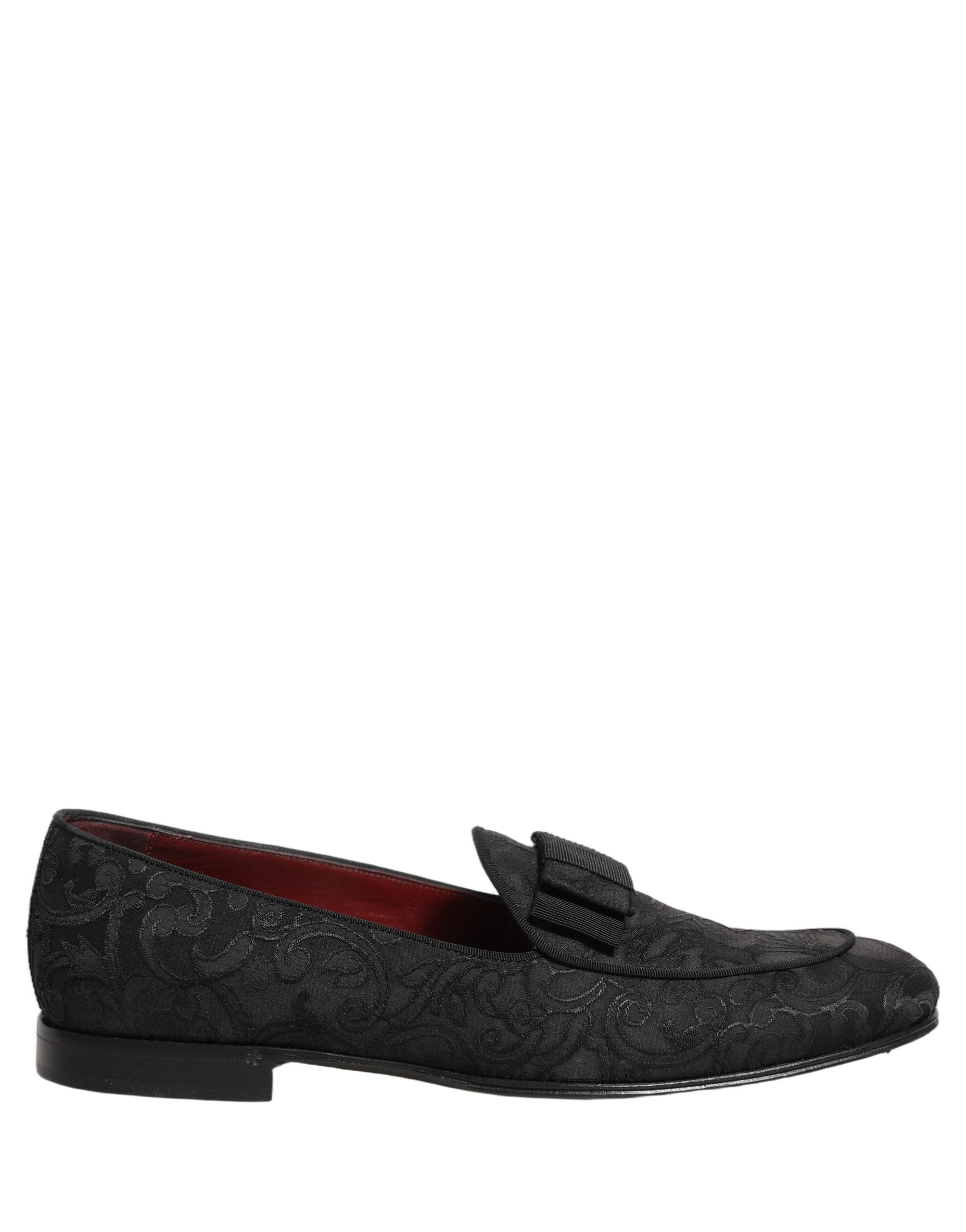 Black Floral Brocade Men Dress Loafers Shoes