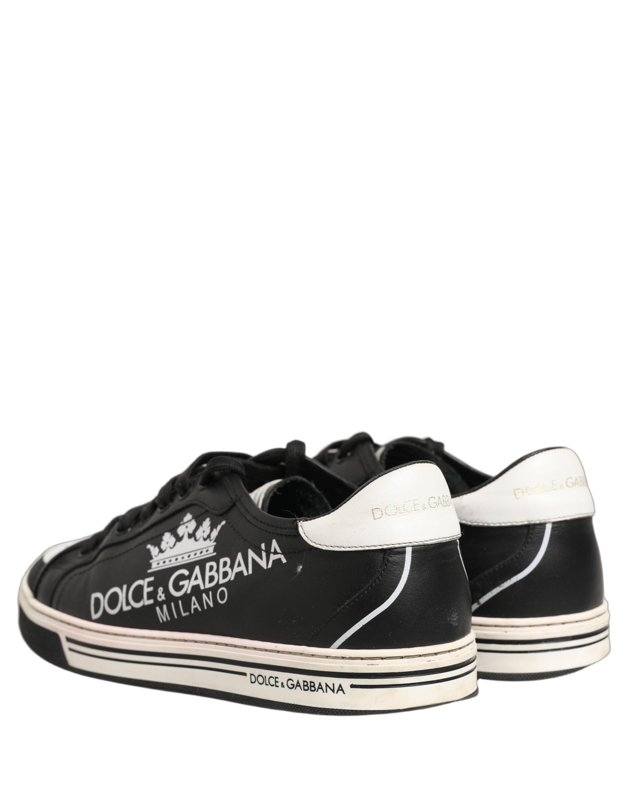 Black Leather Crown Milano Men Sneakers Shoes