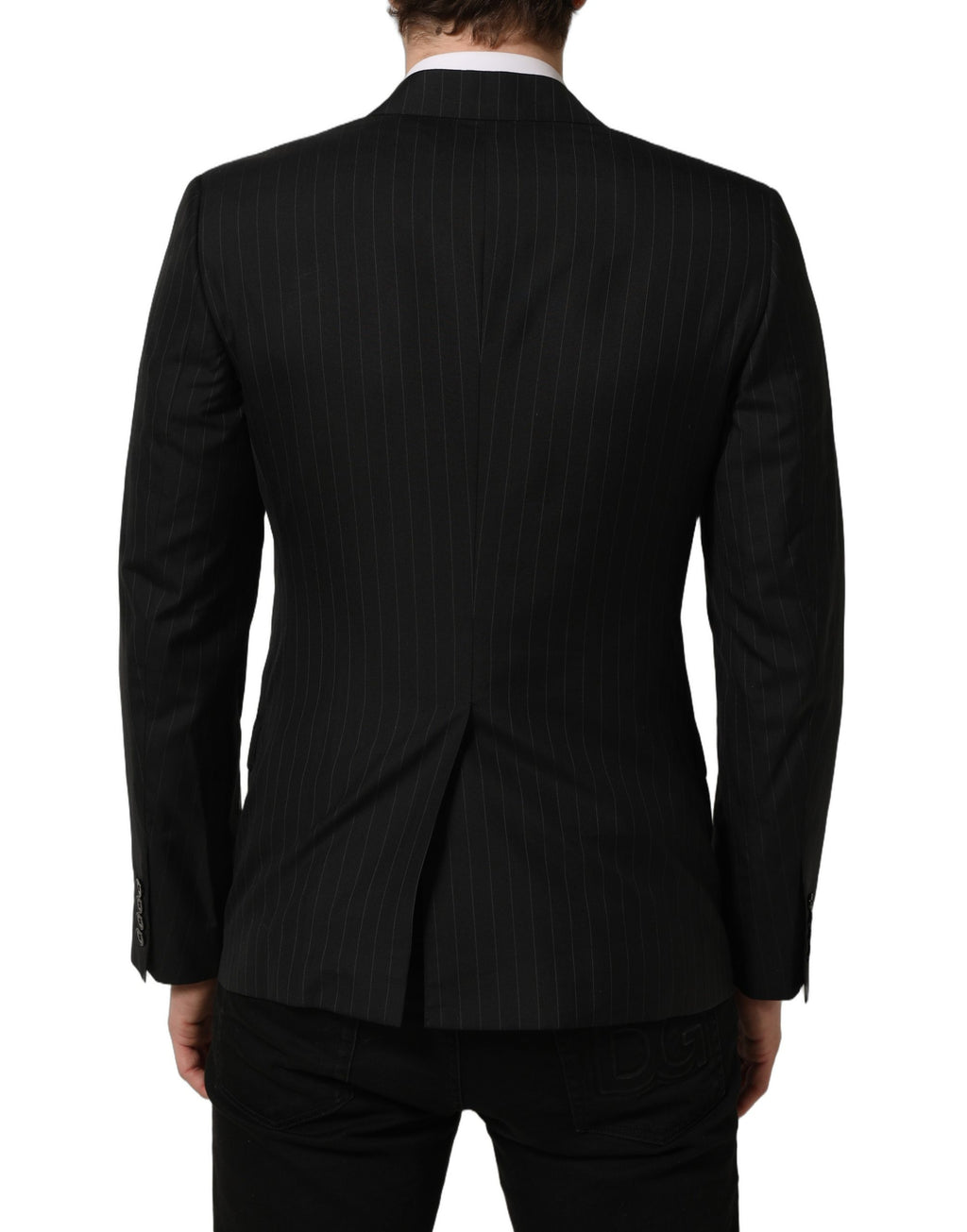 Black Stripes Wool Single Breasted Blazer