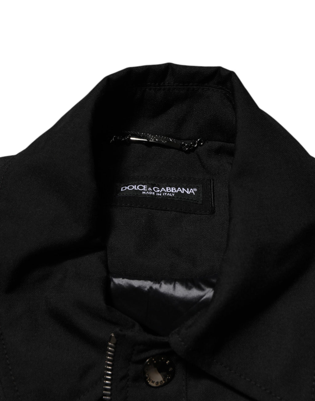 Black Nylon Full Zip Blouson Bomber Jacket