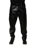 Black PU Leather Zipper Men Trouser Pants