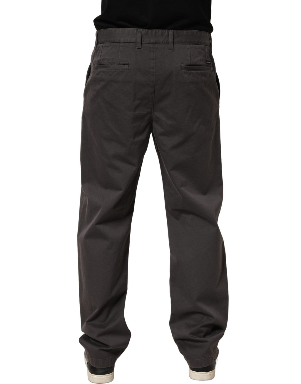 Dark Gray Cotton Straight Chino Trouser Pants