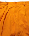 Orange Cotton Pleated Chino Bermuda Shorts