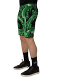 Black Green Banana Leaf Men Bermuda Shorts