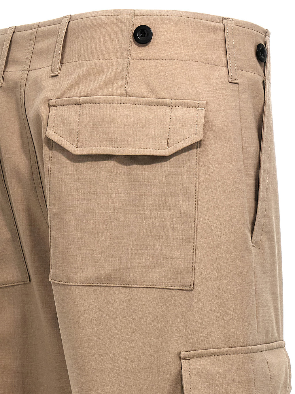 Beige Polyester Cargo Pants