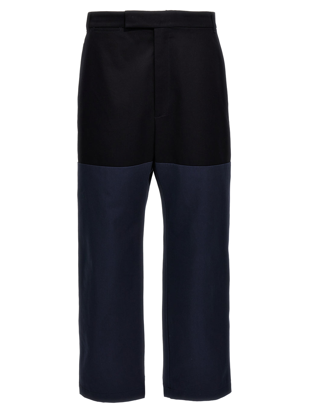 Blue Cotton Casual Pants