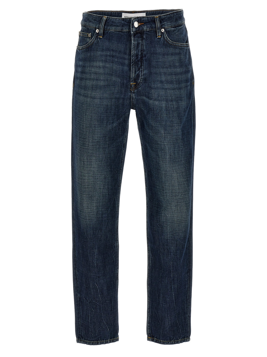 Blue Cotton Straight-Leg Jeans