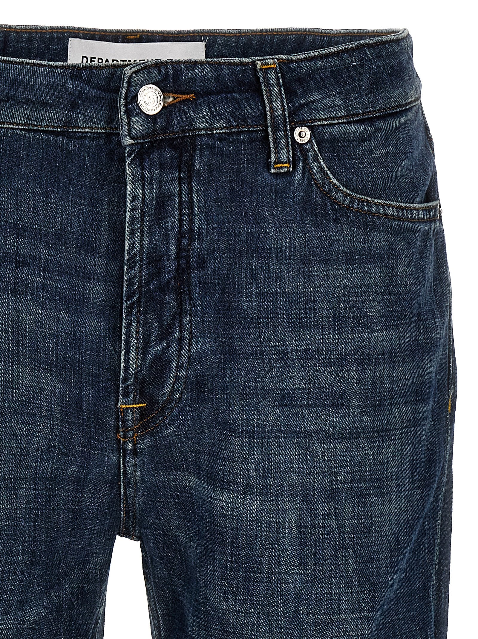 Blue Cotton Straight-Leg Jeans