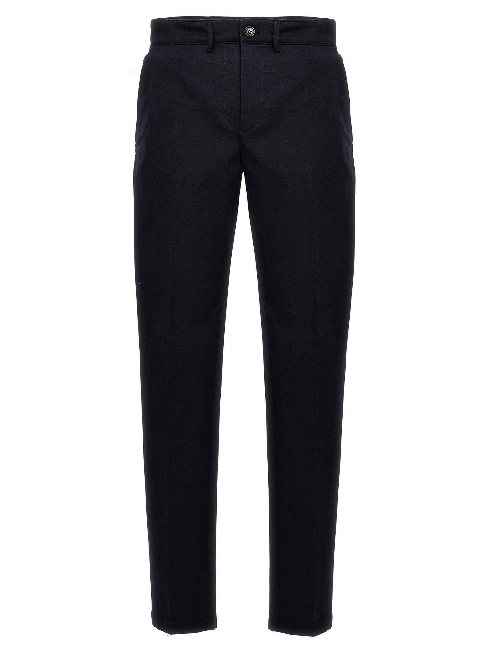 Blue Cotton Casual Pants