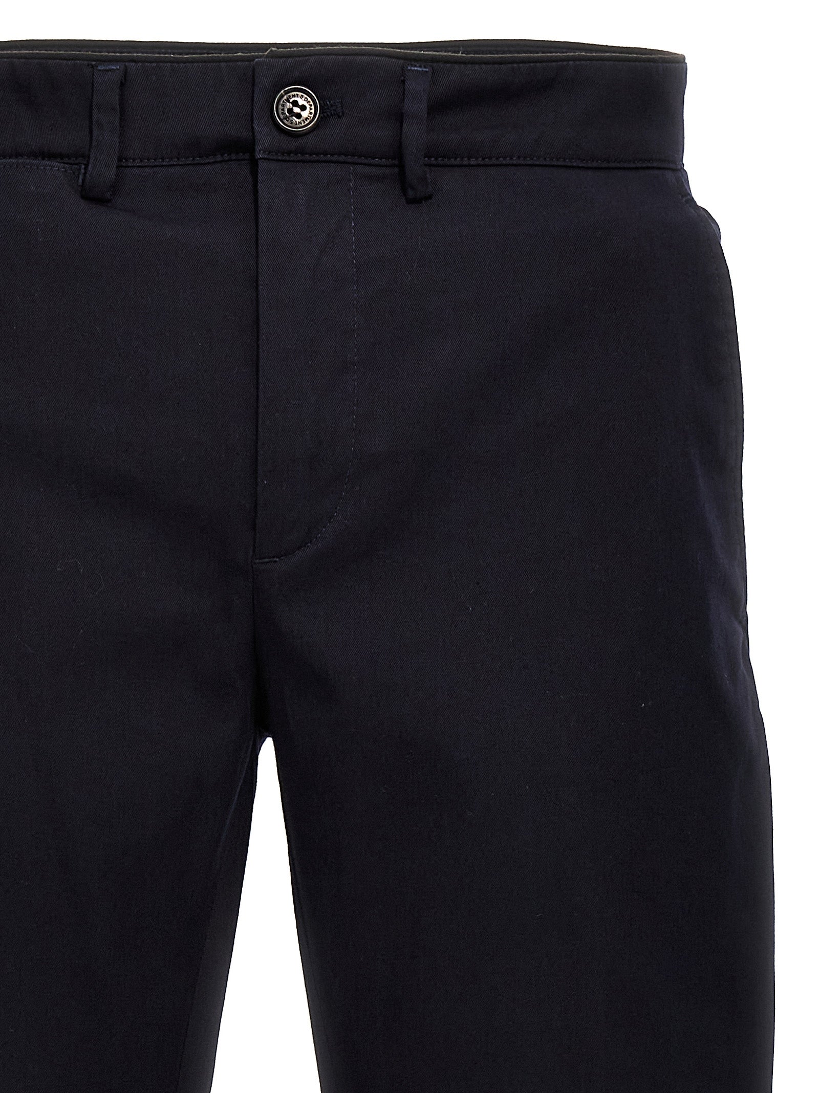 Blue Cotton Casual Pants
