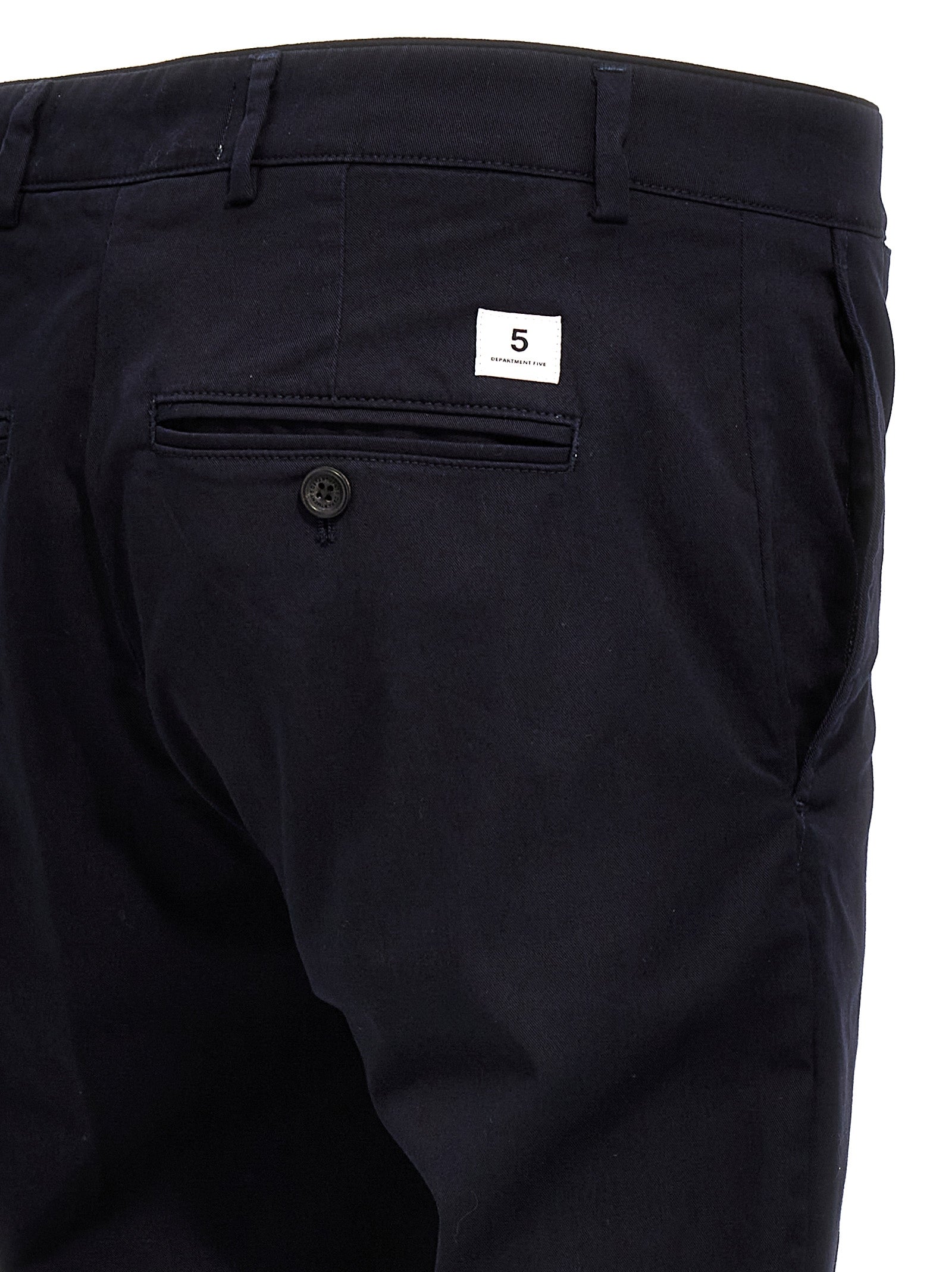 Blue Cotton Casual Pants