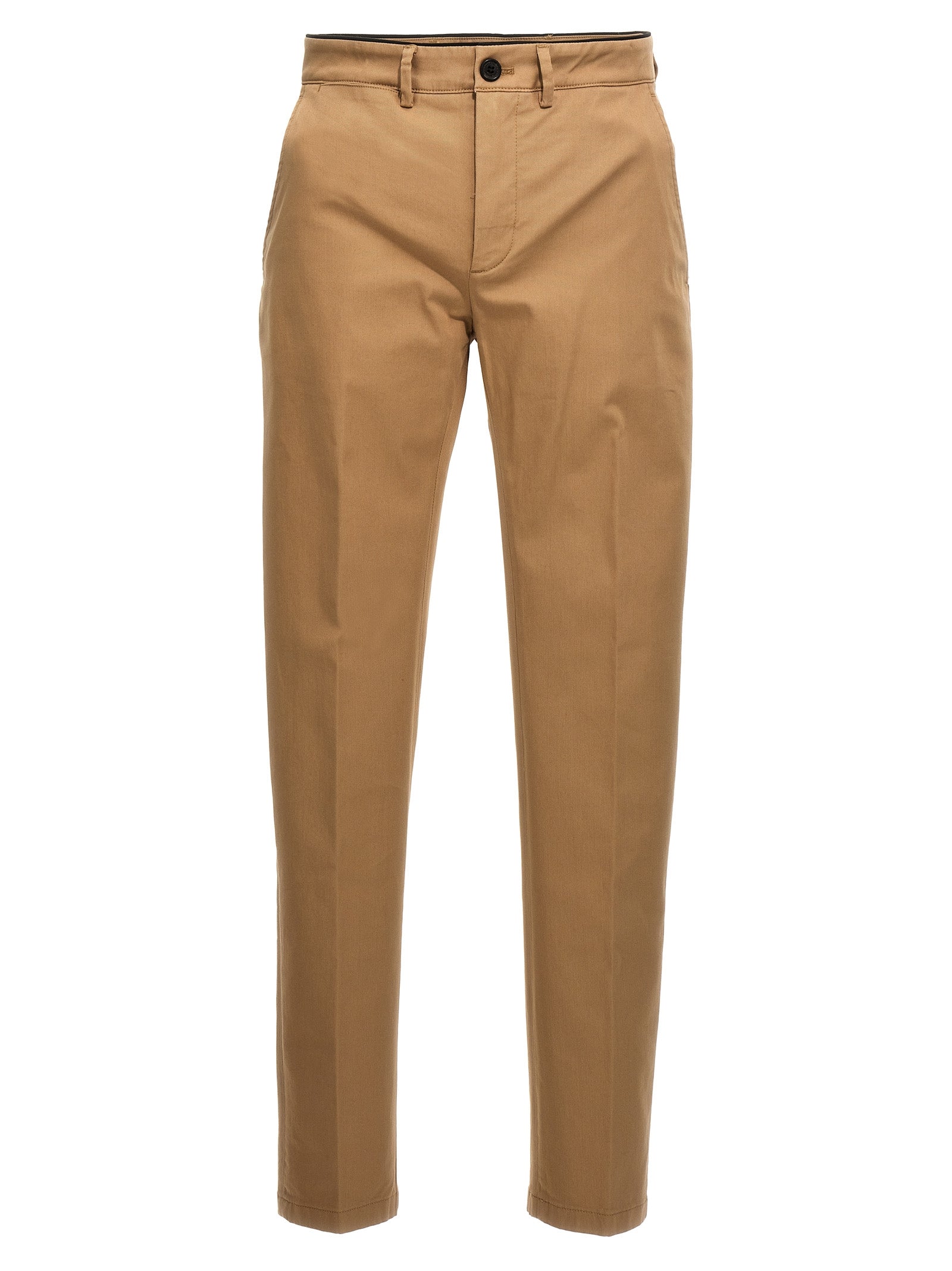 Beige Cotton Casual Pants