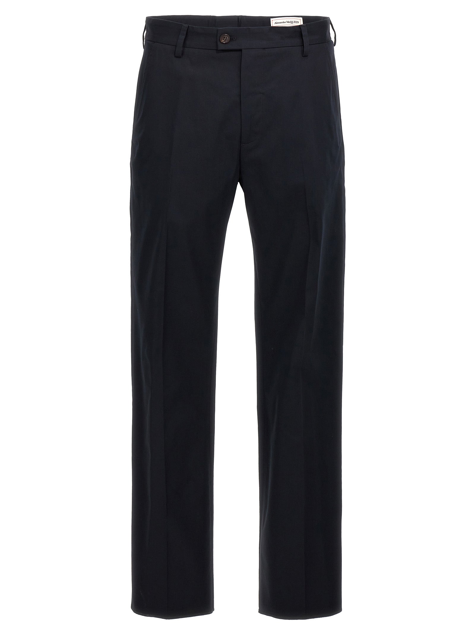 Blue Cotton Casual Pants