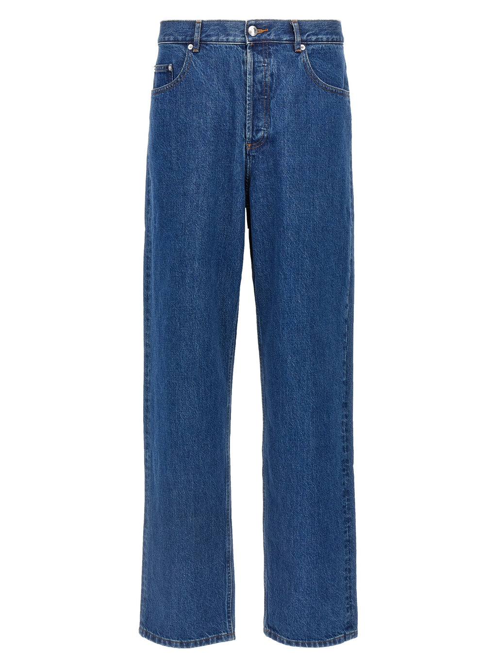 Blue Cotton Straight-Leg Jeans