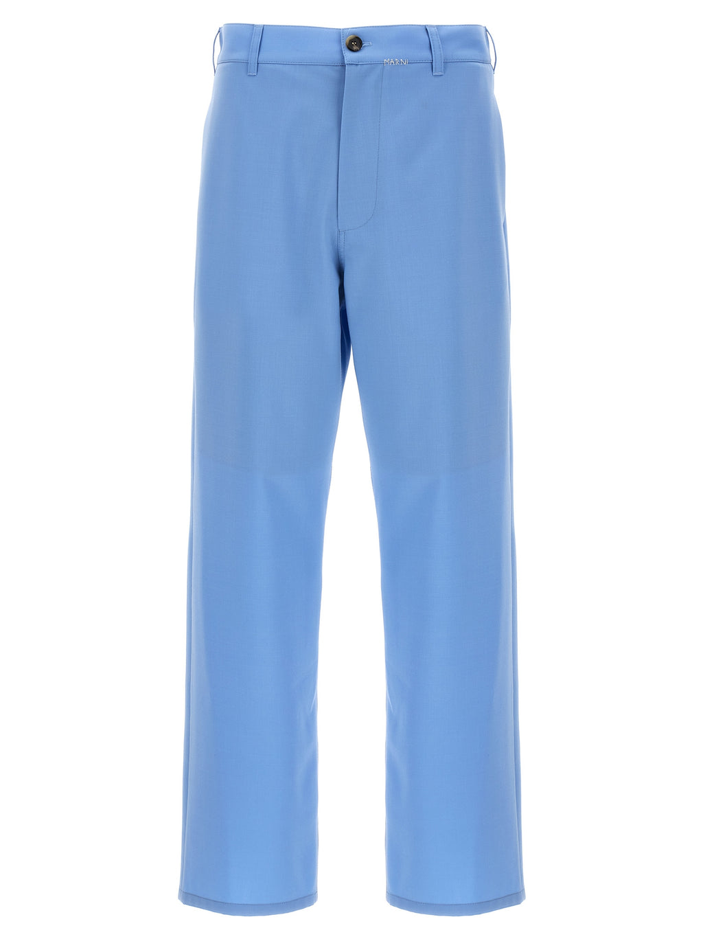 Blue Polyester Casual Pants