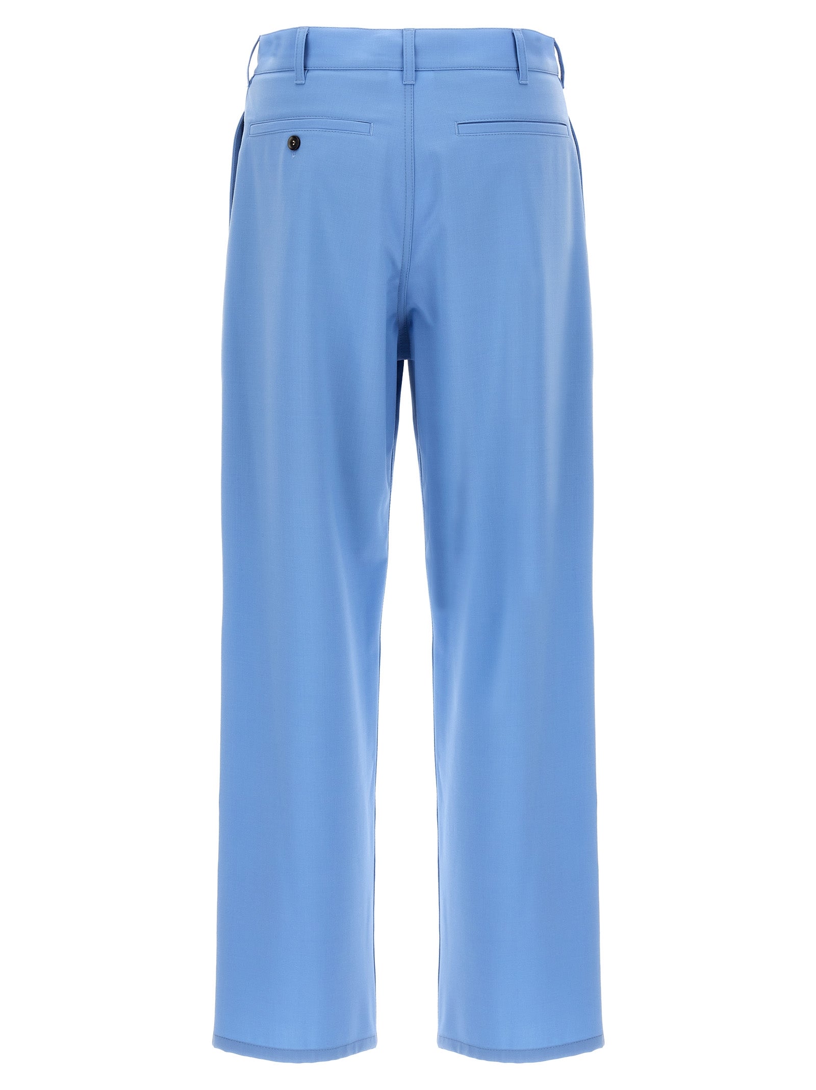 Blue Polyester Casual Pants
