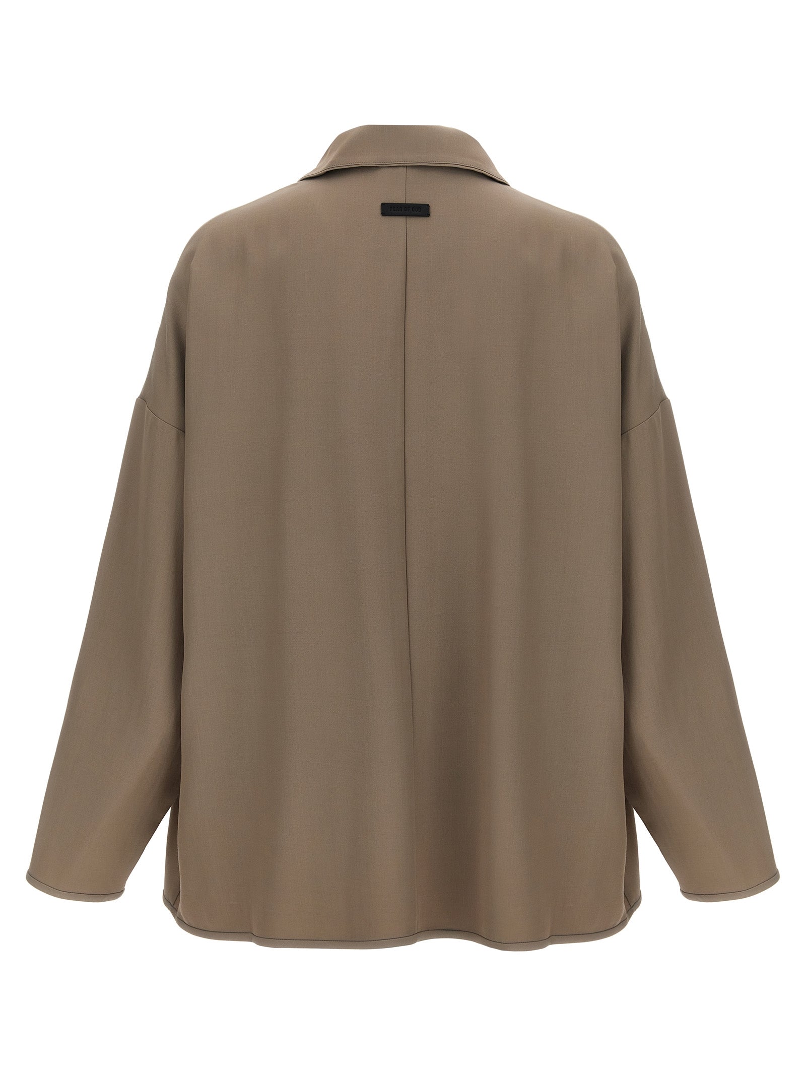 Beige Virgin Wool Full-Length Jacket