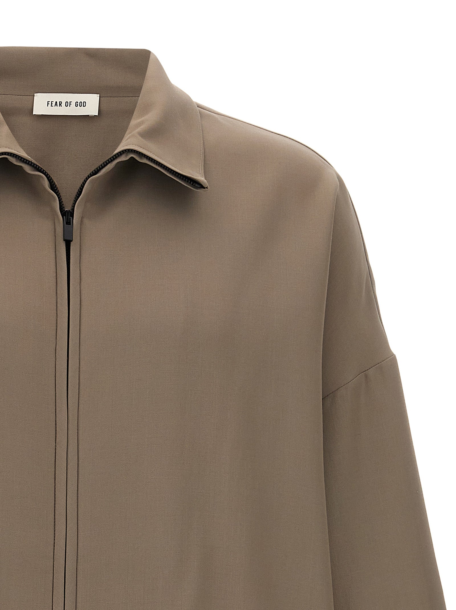 Beige Virgin Wool Full-Length Jacket