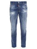 Blue Cotton Straight-Leg Jeans