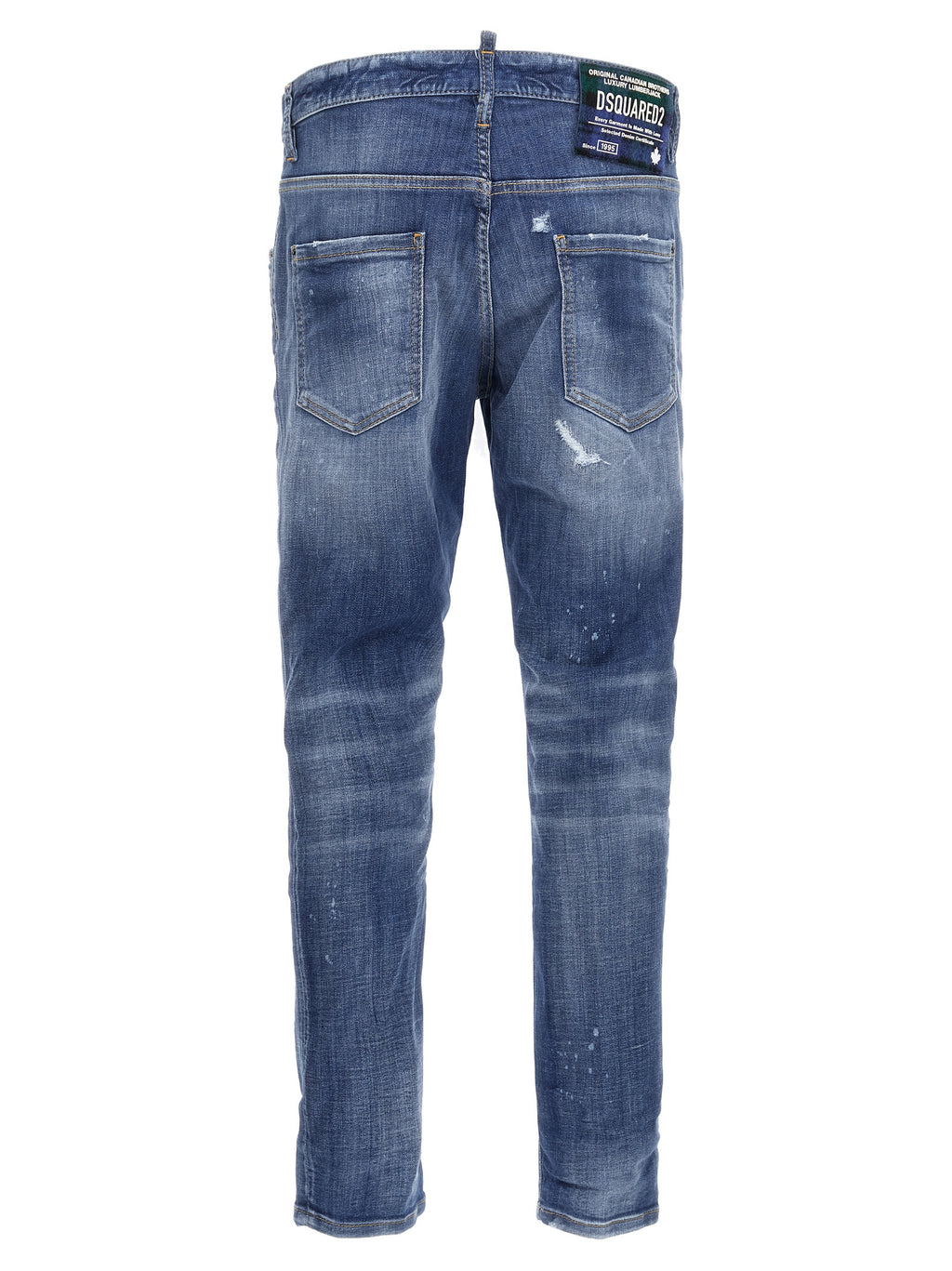 Blue Cotton Straight-Leg Jeans